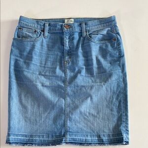 J. Crew Blue Knee-Length Denim Pencil Skirt Casual
